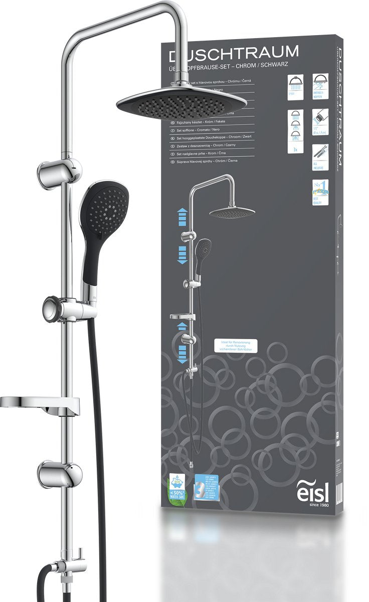 Ensemble de douche de tête Eisl duschtraum | chrome-noir - dxld60088cs dxld60088cs