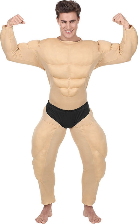 Widmann - costume de muscle gonflable - fanfaron du bodybuilder de gym - homme - beige - grand - vêtements de carnaval - déguisements