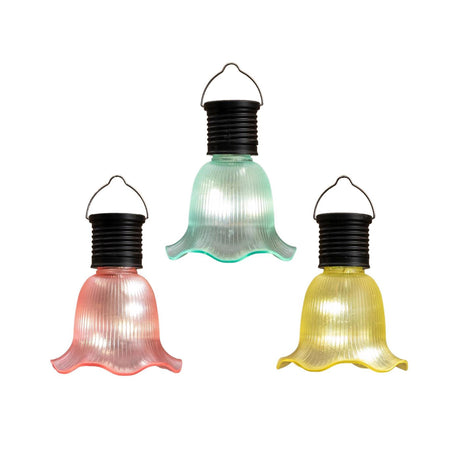 Anna's collection solar lampje bloem 8x10cm geel groen roze led warm wit