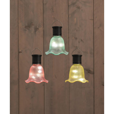 Anna's collection solar lampje bloem 8x10cm geel groen roze led warm wit