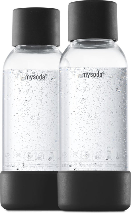 Mysoda - lot de 2 bouteilles réutilisables de 0,5 litre - noir - adapté aux appareils