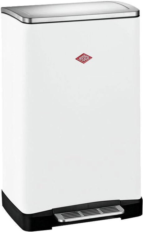 Séparateur de déchets Wesco big double boy | 36 litres | poubelle à pédale duo (2x18 litres) | métal - blanc mat | poubelle