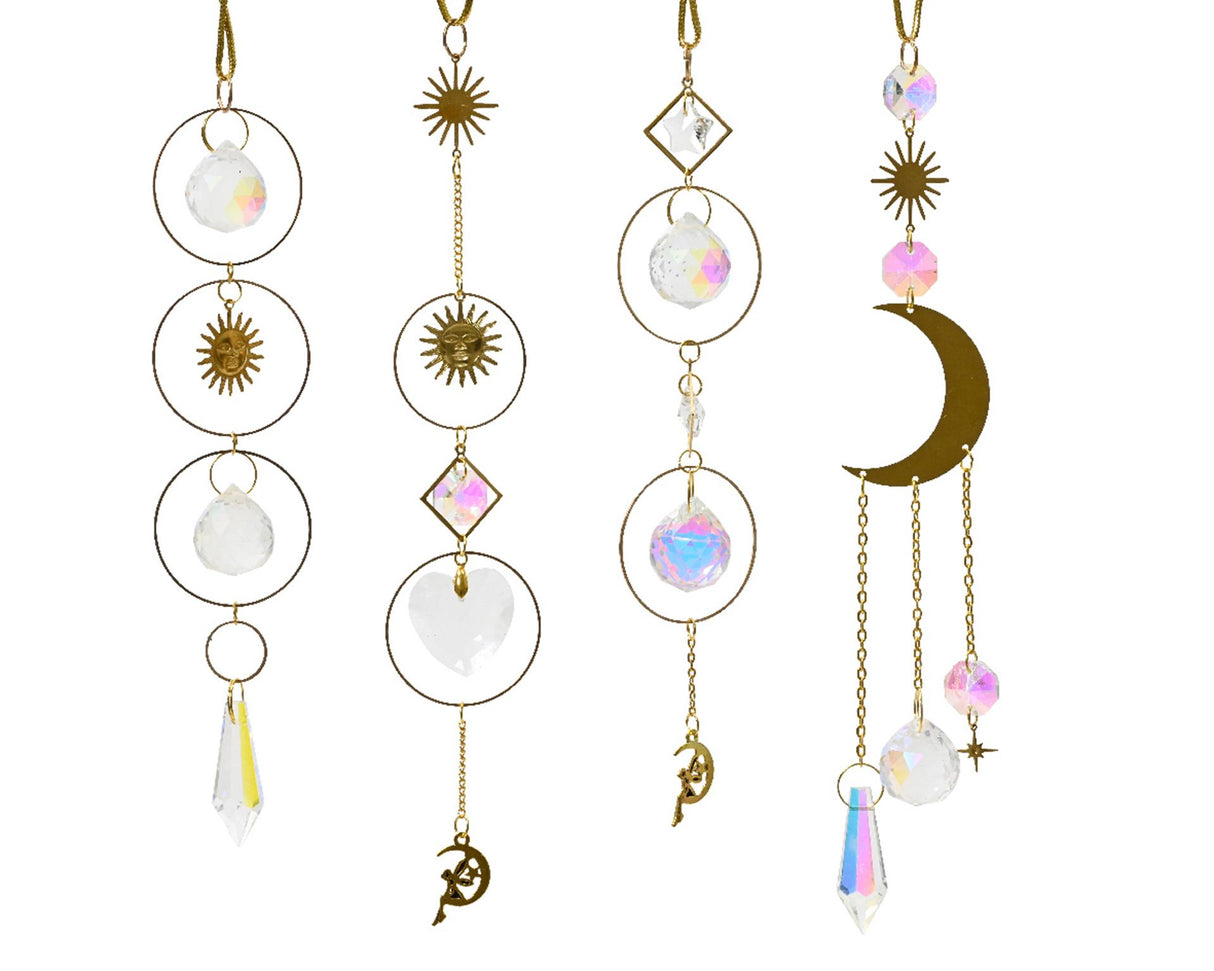 Decoris décoration à suspendre en métal avec soleil et lune doré