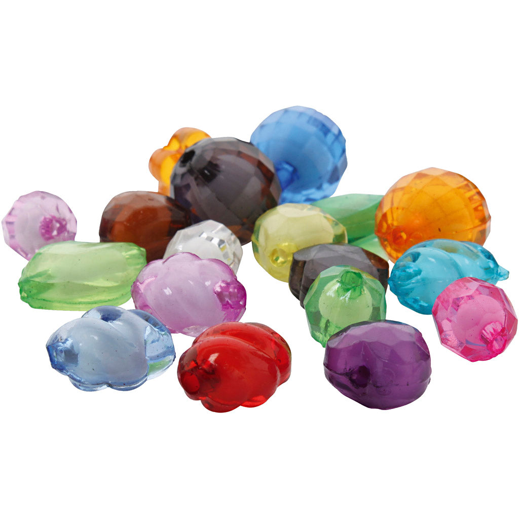 Perles acryliques à facettes, taille 8-20 mm, diamètre du trou 2-3 mm, différentes couleurs, 1000 g 1 boîte
