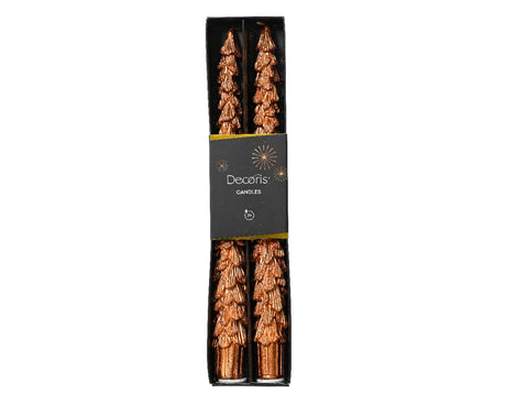 Decoris bougie de dîner sapin de Noël cuivre 25cm 2 pièces