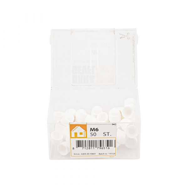 Écrou à capuchon m6 pot en plastique blanc 50 pcs.