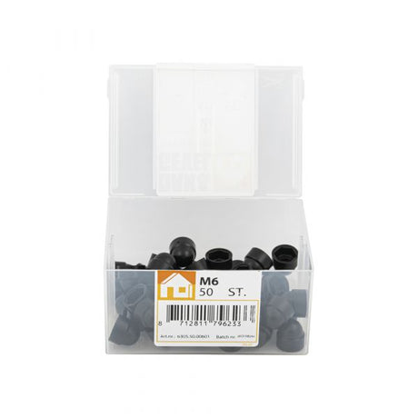 Écrou à capuchon m6 pot en plastique noir 50 pcs.
