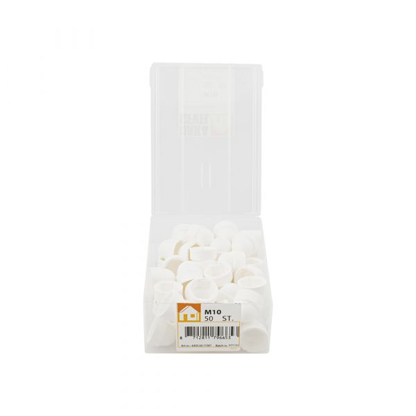 Écrou à capuchon m10 pot en plastique blanc 50 pcs.