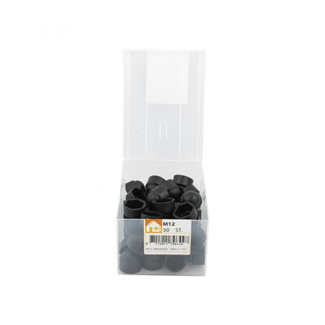 Écrou à capuchon m12 pot en plastique noir 50 pcs.