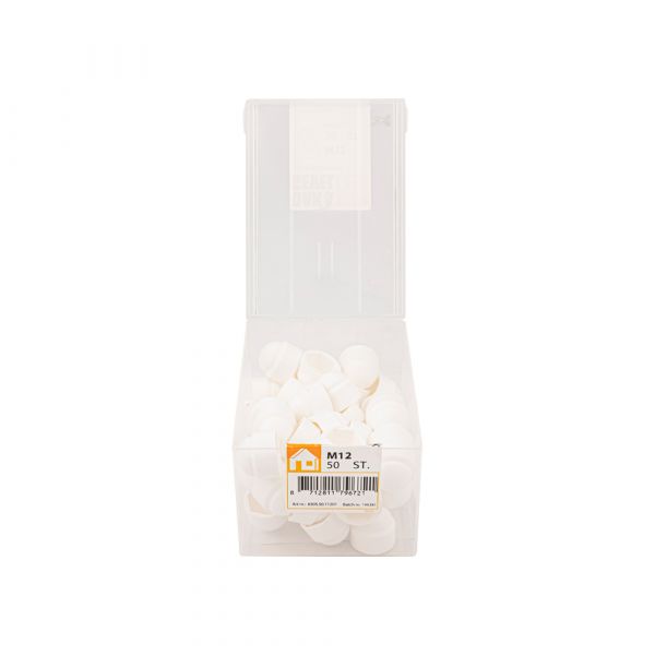 Écrou à capuchon m12 pot en plastique blanc 50 pcs.