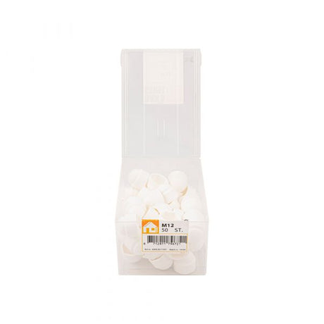 Écrou à capuchon m12 pot en plastique blanc 50 pcs.