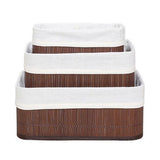 Paniers de rangement en bambou Homestyle pro 3 pièces marron blanc