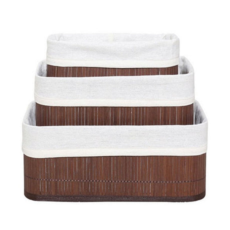 Paniers de rangement en bambou Homestyle pro 3 pièces marron blanc