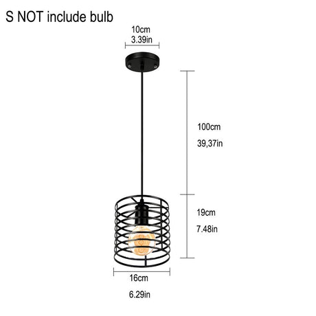 Homestyle pro mk014-b lampe suspendue industrielle 16x19 cm métal noir