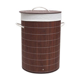 Homestyle pro panier à linge rond pliant en bambou 35x50 cm marron blanc
