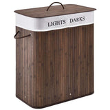 Homestyle pro panier à linge rectangulaire en bambou + texte 52x32x63 cm marron blanc