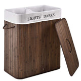 Homestyle pro panier à linge rectangulaire en bambou + texte 52x32x63 cm marron blanc
