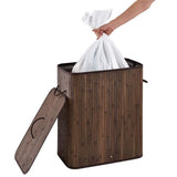 Homestyle pro panier à linge rectangulaire en bambou + texte 52x32x63 cm marron blanc