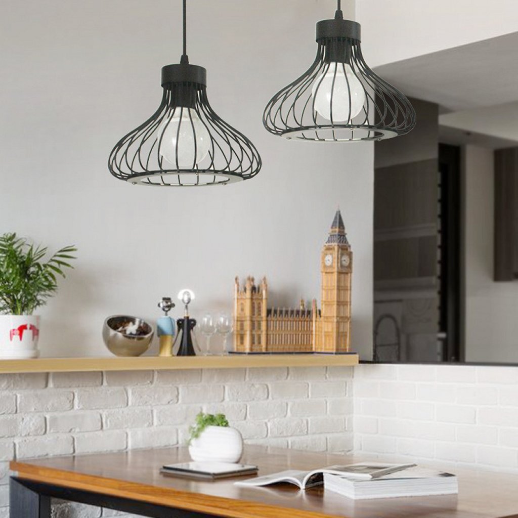Homestyle pro mk013-b lampe suspendue industrielle 23x20 cm métal noir