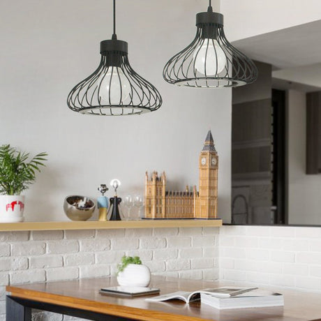 Homestyle pro mk013-b lampe suspendue industrielle 23x20 cm métal noir