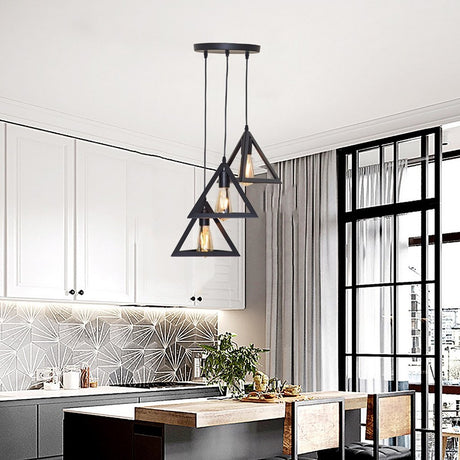 Homestyle pro mk022-b lampes suspendues pyramidales industrielles métal noir