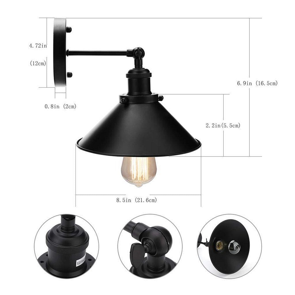 Homestyle pro mk023-b applique industrielle 22 cm métal noir