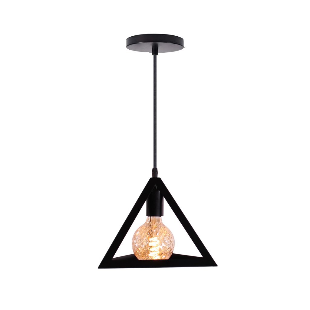 Homestyle pro mk007-b lampe suspendue pyramide industrielle 25x22 cm métal noir