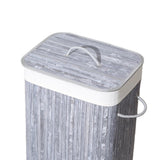 Panier à linge rectangulaire en bambou Homestyle pro 40x30x60 cm gris blanc