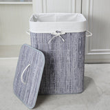 Panier à linge rectangulaire en bambou Homestyle pro 40x30x60 cm gris blanc