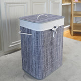 Panier à linge rectangulaire en bambou Homestyle pro 40x30x60 cm gris blanc
