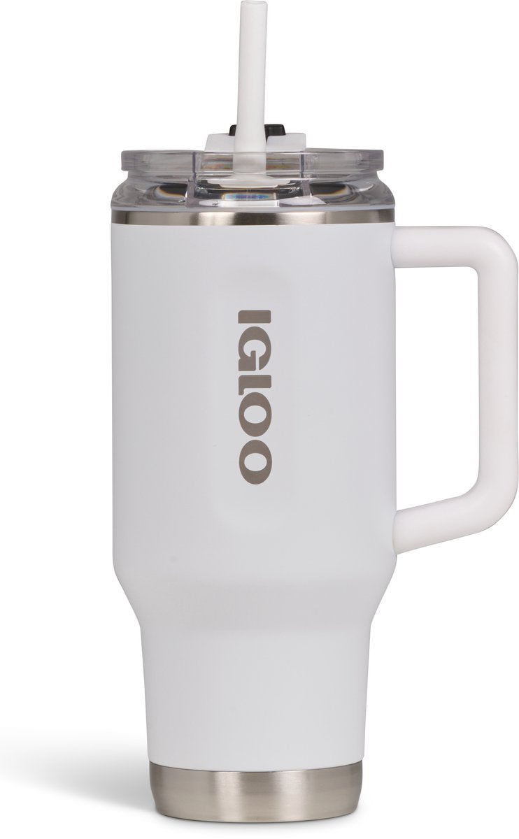 Igloo - flip 'n' sip - gobelet avec paille - blanc - 0,946 l - bouteille thermos - acier inoxydable - gobelet pour l'école