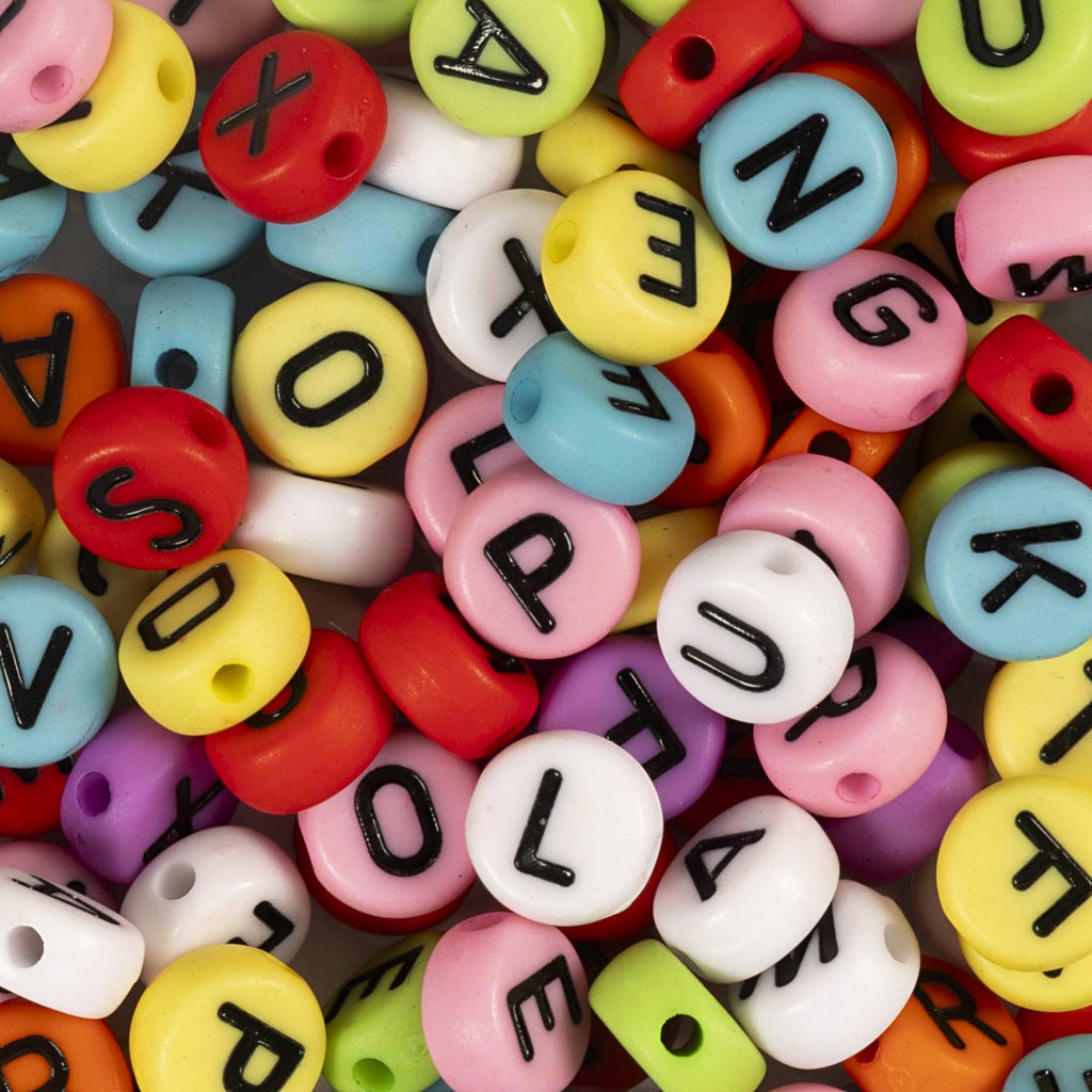 Creativ Company Round Lettre perles de différentes couleurs, 25 grammes