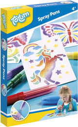 Stylos pulvérisateurs Totum 5 stylos soufflants, kit de bricolage incl. modèles licorne et animaux - jouets créatifs à partir de 4 ans - bricolage dessin et peinture astuce cadeau