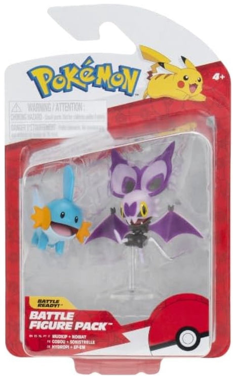 Jazwares figurine pokémon pack de 2 mudkip noibat avec support mini figurine 8 cm