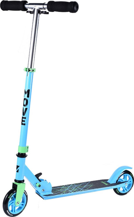 Trottinette Move - scooter 125 rayures - bleu - 125mm - pliable - guidon réglable en hauteur - à partir de 3 ans