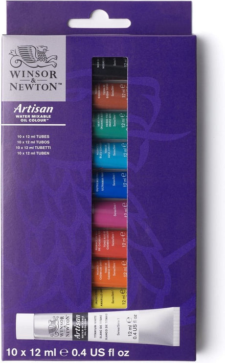 Winsor Newton 1590271 ensemble de peinture à l'huile artisanale miscible à l'eau – 10 × 12 ml – peinture à l'huile miscible à l'eau – kit de démarrage