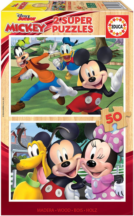 Educa - puzzle - 2 x 50 pièces - bois - amis mickey