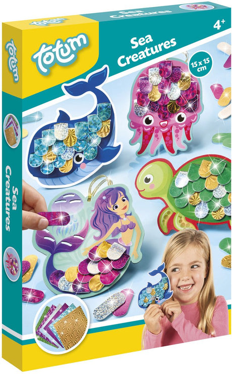 Totum knutselset zeemeermin en zeedieren maken 15 x 15 cm | creatief speelgoed sea creatures mermaid speelgoed vanaf 4 jaar knutselen