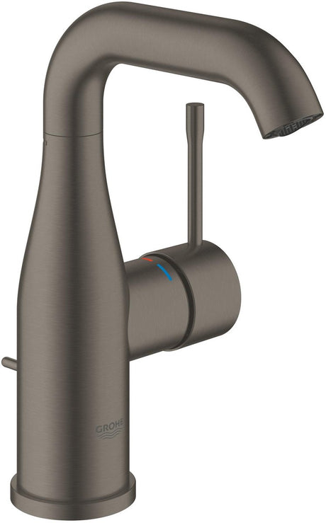 Nouveau mitigeur de lavabo Grohe essence - moyen - avec garniture de vidage - graphite dur brossé (anthracite mat) - économie d'eau
