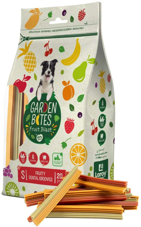 Garden Bites duvoplus - snacks pour chiens fruités dentaires groovies - friandises pour chiens - végétarien sans gluten - petit 20 pcs