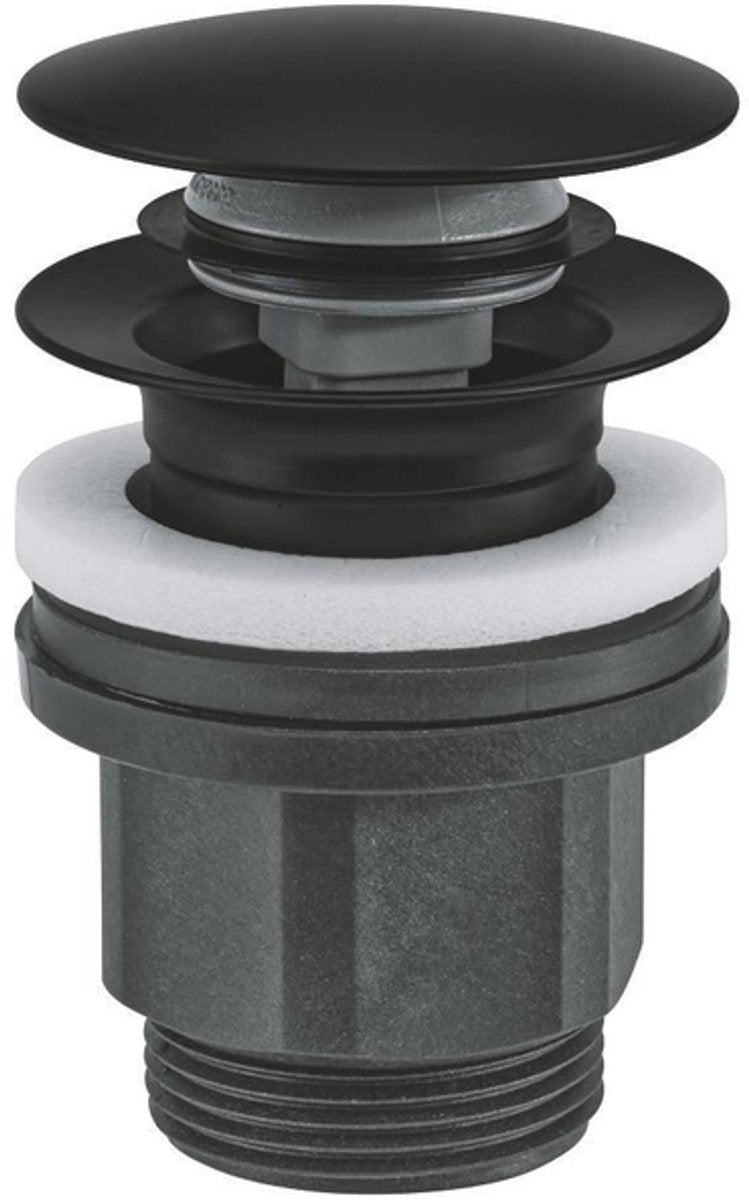 Garniture de déchets Grohe - Ø63 mm - ouverture par pression - noir mat