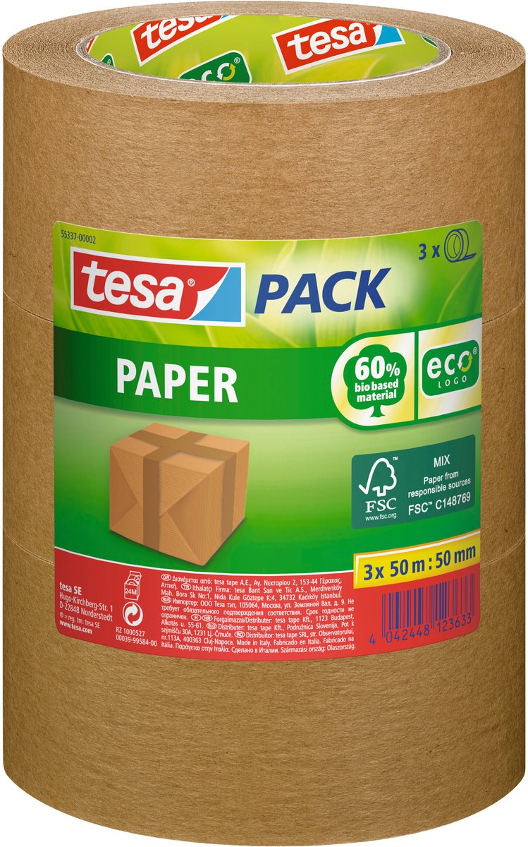 Ruban d'emballage Tesa marron - 3 x 50m x 50mm