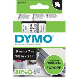 Rubans Dymo d1 polyester 9mmx7m noir-transparent brillant