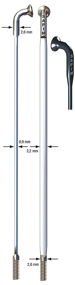 Sapim aero rayon cx-ray aero blade rayon cx-ray inox 2x296mm sil.