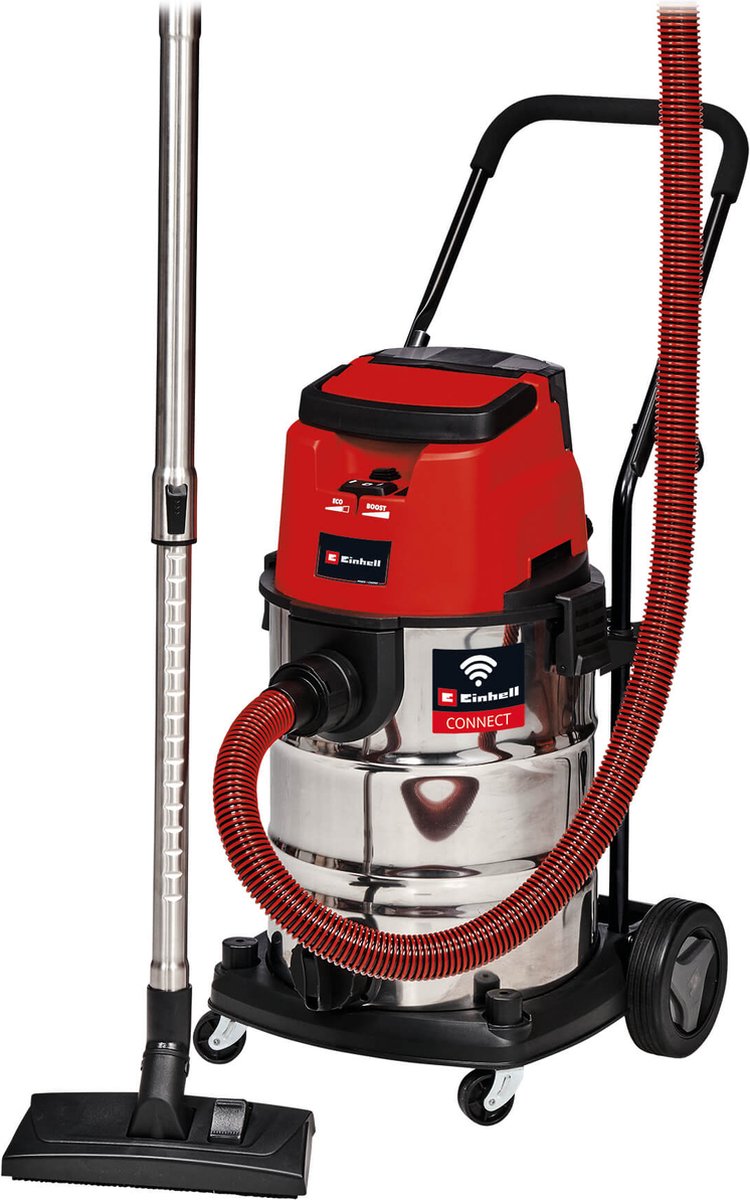 Aspirateur eau et poussière professionnel à batterie Einhell tp-vc 36 30 s auto li solo - power x-change - 36 v li-ion - 30 l - mode eco boost - 100 150 mbar - fonction de connectivité - incl. Set d'accessoires 11 pièces - excl. batterie et chargeur