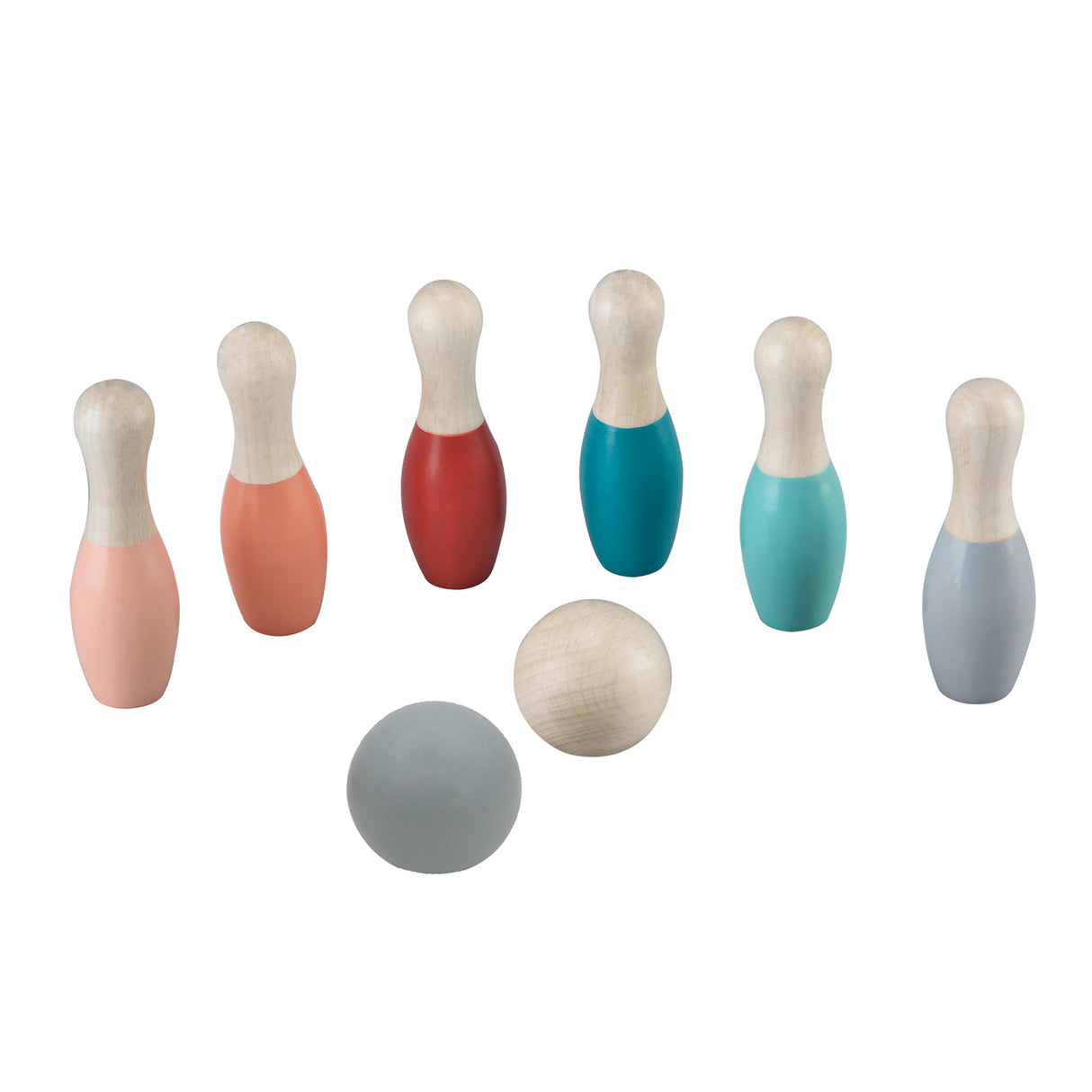 Set di bowling per bambini in legno - Pastel