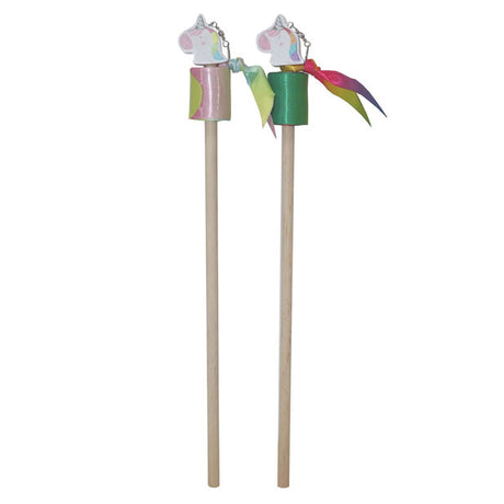 Bâton en bois avec ruban de danse licorne