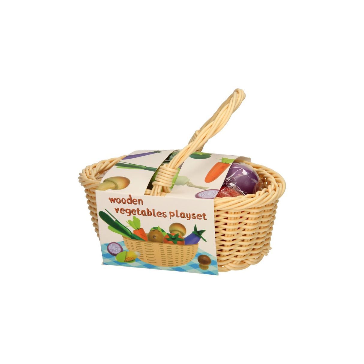 Pic à légumes en bois dans un panier à bibelots, 11 pcs.
