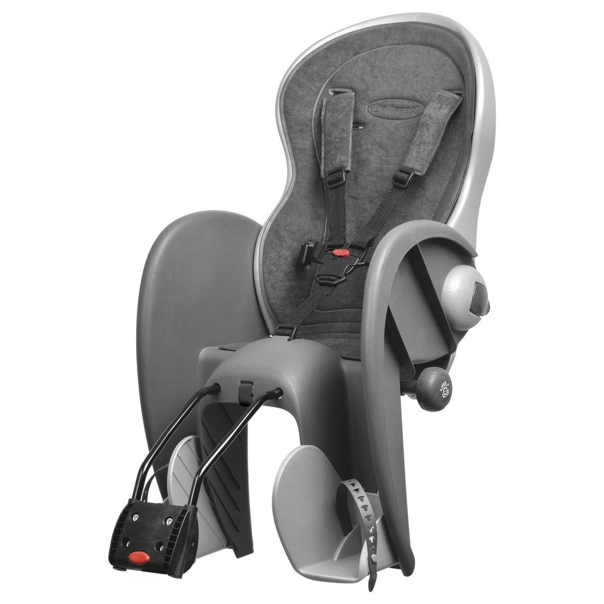 Asiento infantil de PoliSport detrás de Wallaby-Evo Deluxe Dark Grey Silver con ensamblaje de marco (FF)