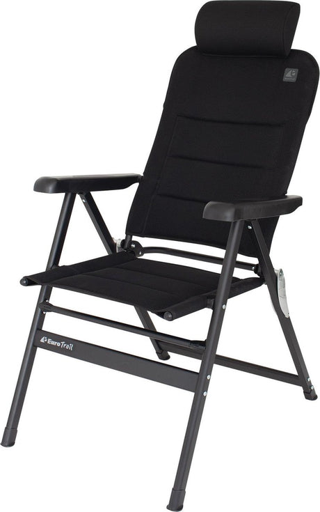 Chaise de camping château 123 x 48 cm en aluminium noir